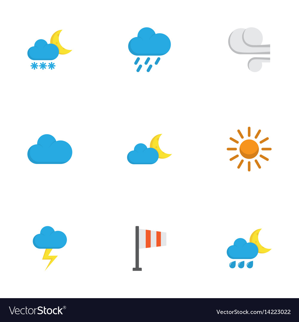 Natur flache Ikonen Set Sammlung von frostigen Wolke