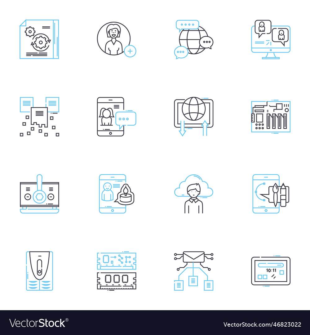 Press releases linear icons set news