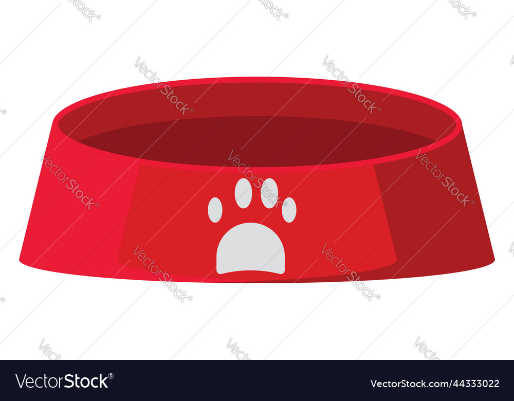 Red dog food bowl on a white background