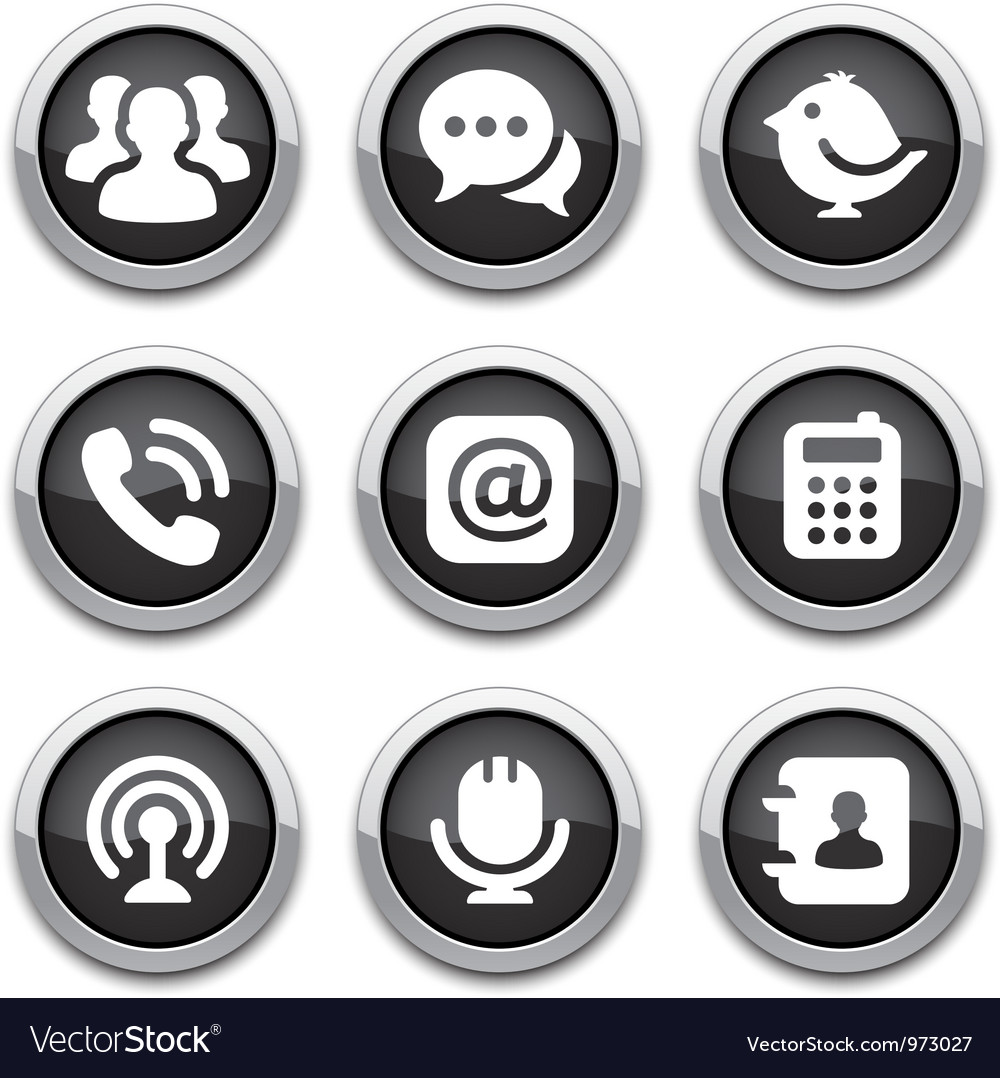 Black communication buttons Royalty Free Vector Image