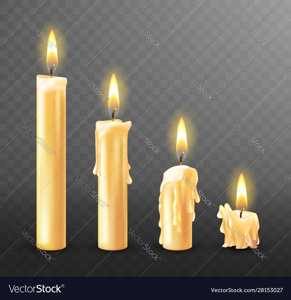 Burning candle dripping or flowing wax realistic Vector Image