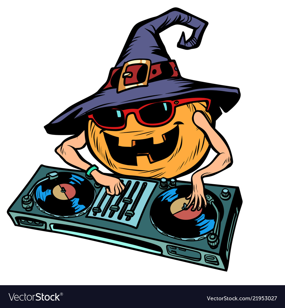 Halloween pumpkin dj character isolate on white Vector Image