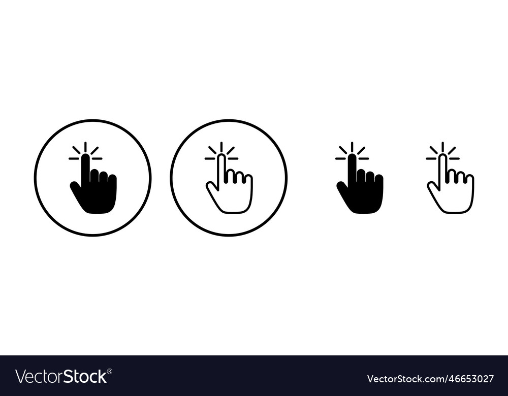 Hand click icon clicking finger icon pointer icon Vector Image