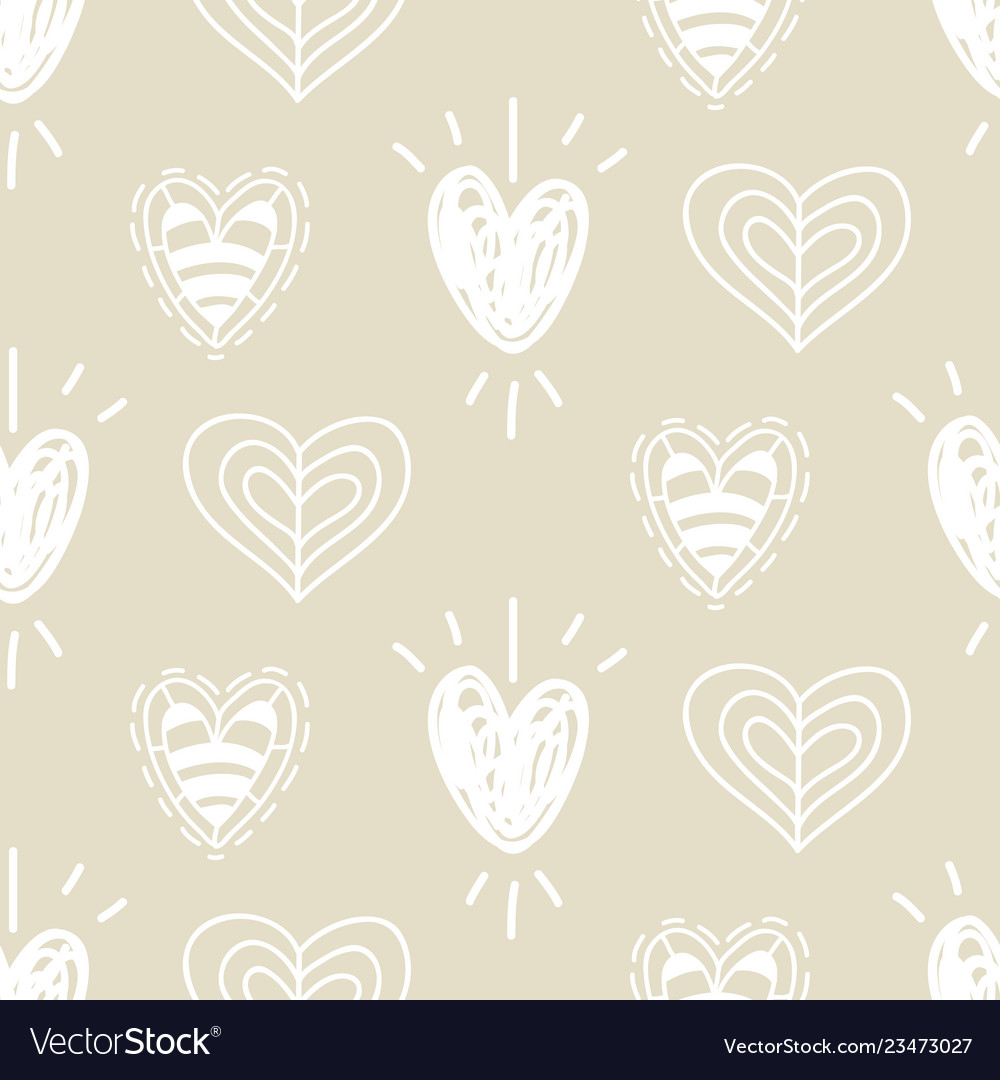 Hand drawn hearts seamless pattern