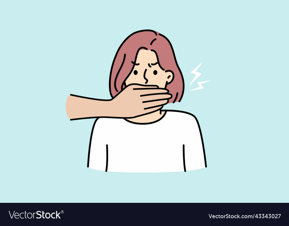 Hands cover woman mouth Royalty Free Vector Image