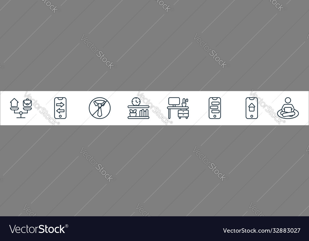 Home office line icons linear set quality