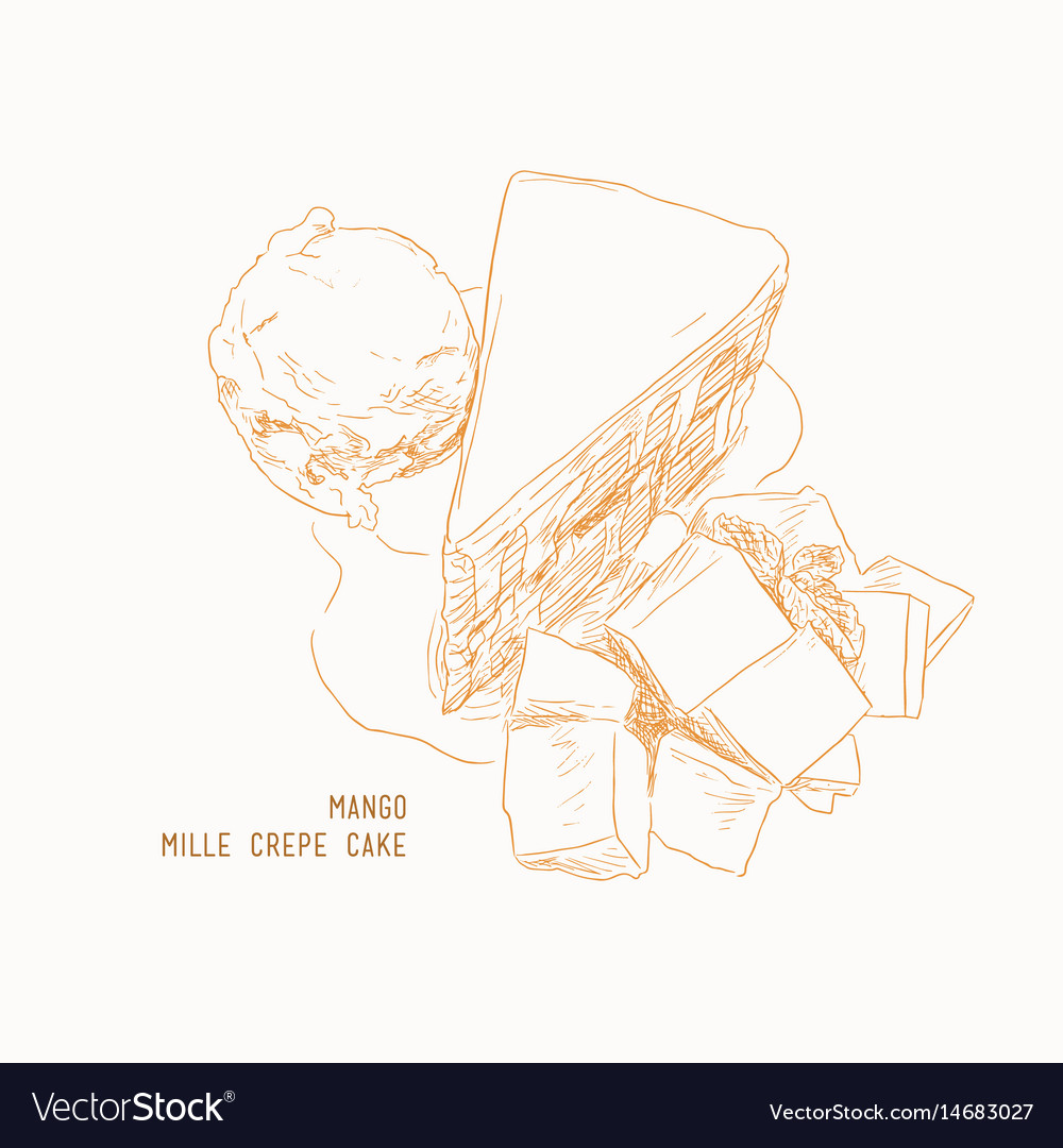 Mango mille crepe cake sketch