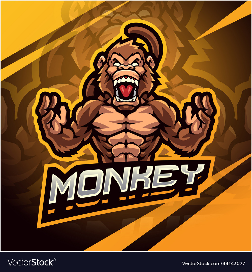 Monkey fighter mascot logo design Royalty Free Vector Image