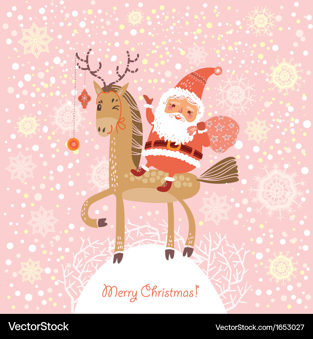 Santa claus on a horse Royalty Free Vector Image