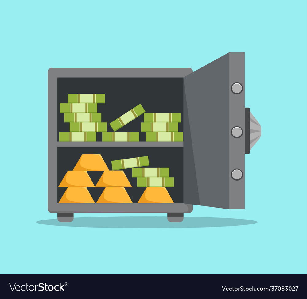 Save vault box full money Royalty Free Vector Image