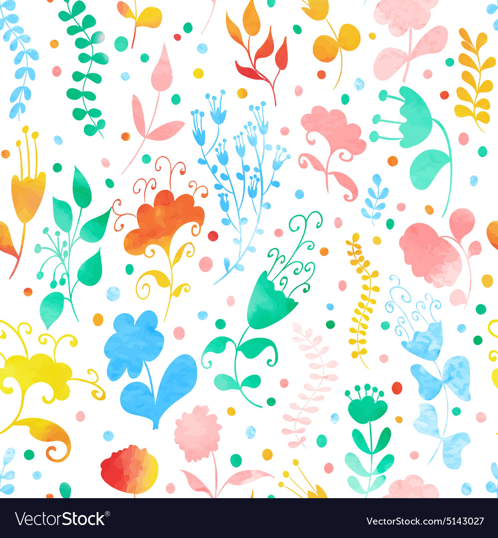 Seamless pattern with watercolor flowers