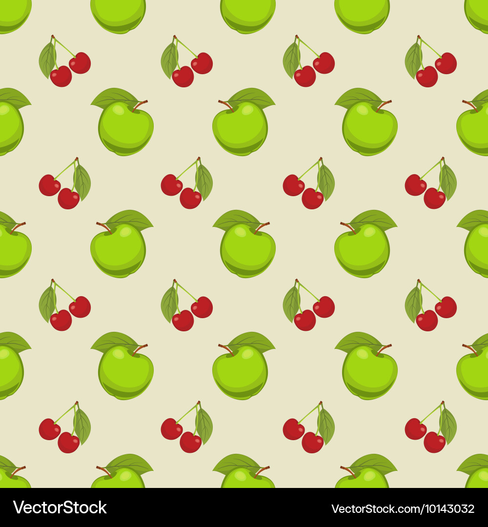 Apples and cherry Royalty Free Vector Image - VectorStock