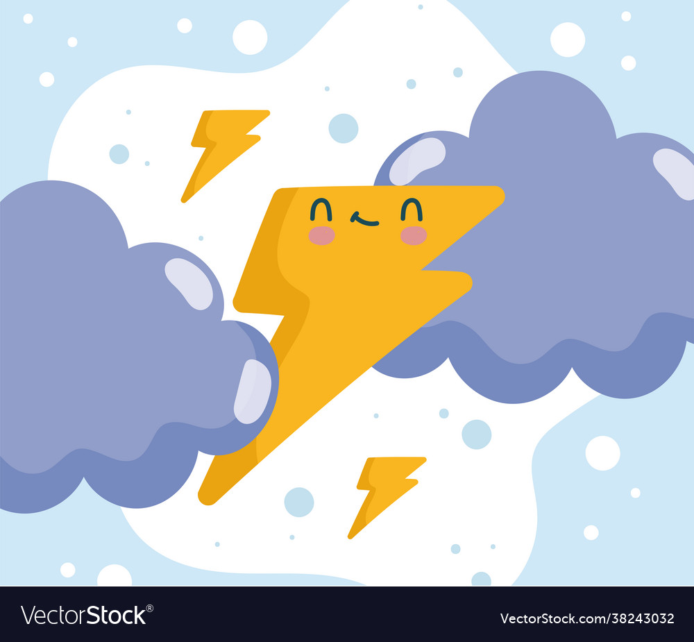 Cute thunderbolt and clouds