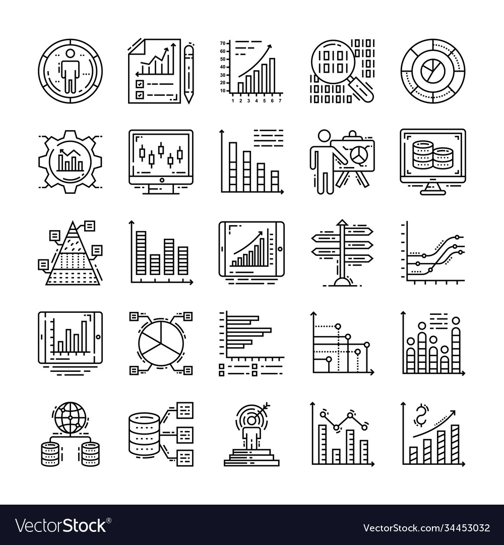 Data analysis line pack Royalty Free Vector Image