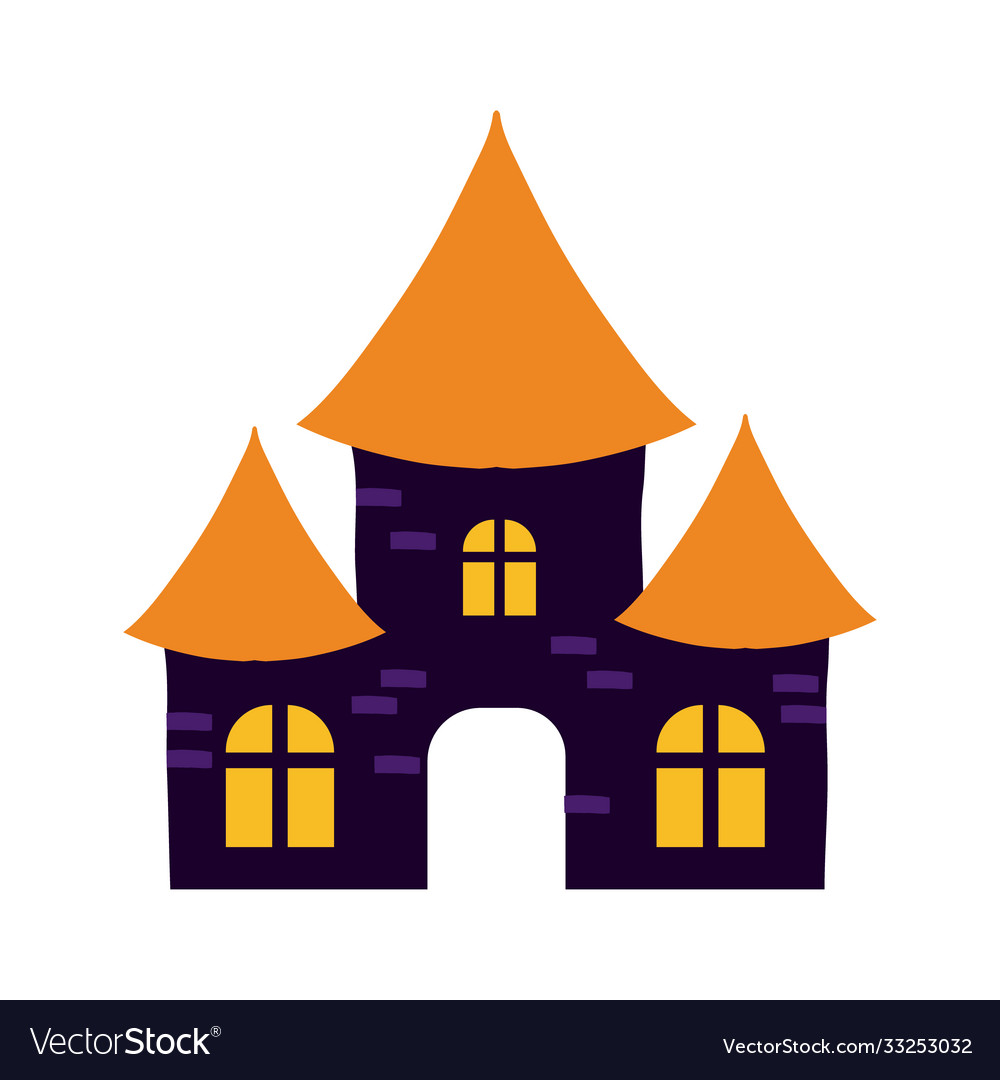 Halloween dark castle flat style icon Royalty Free Vector