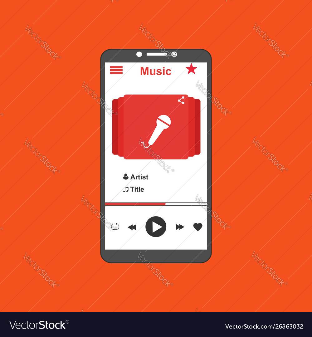 Media player application app template with flat Vector Image