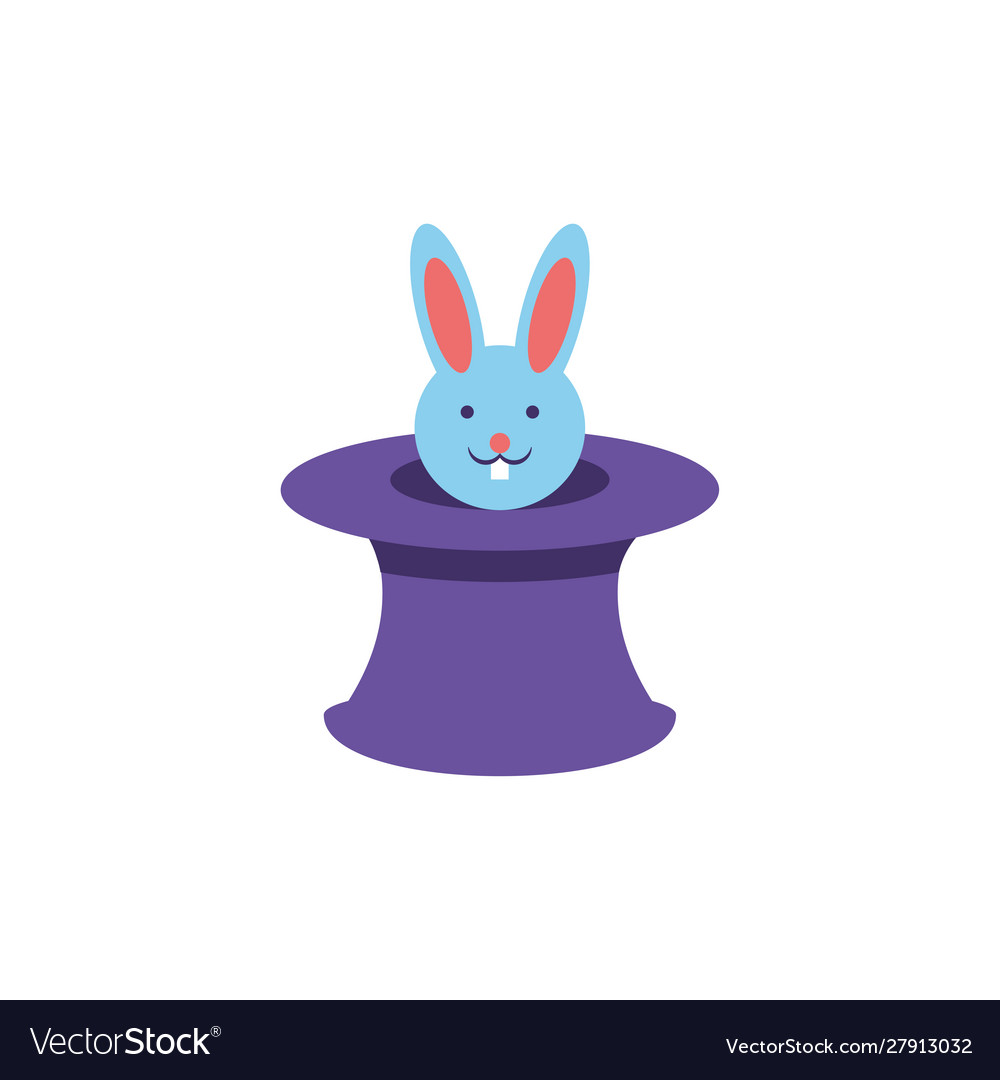 Wizard hat with cute rabbit on white background Vector Image