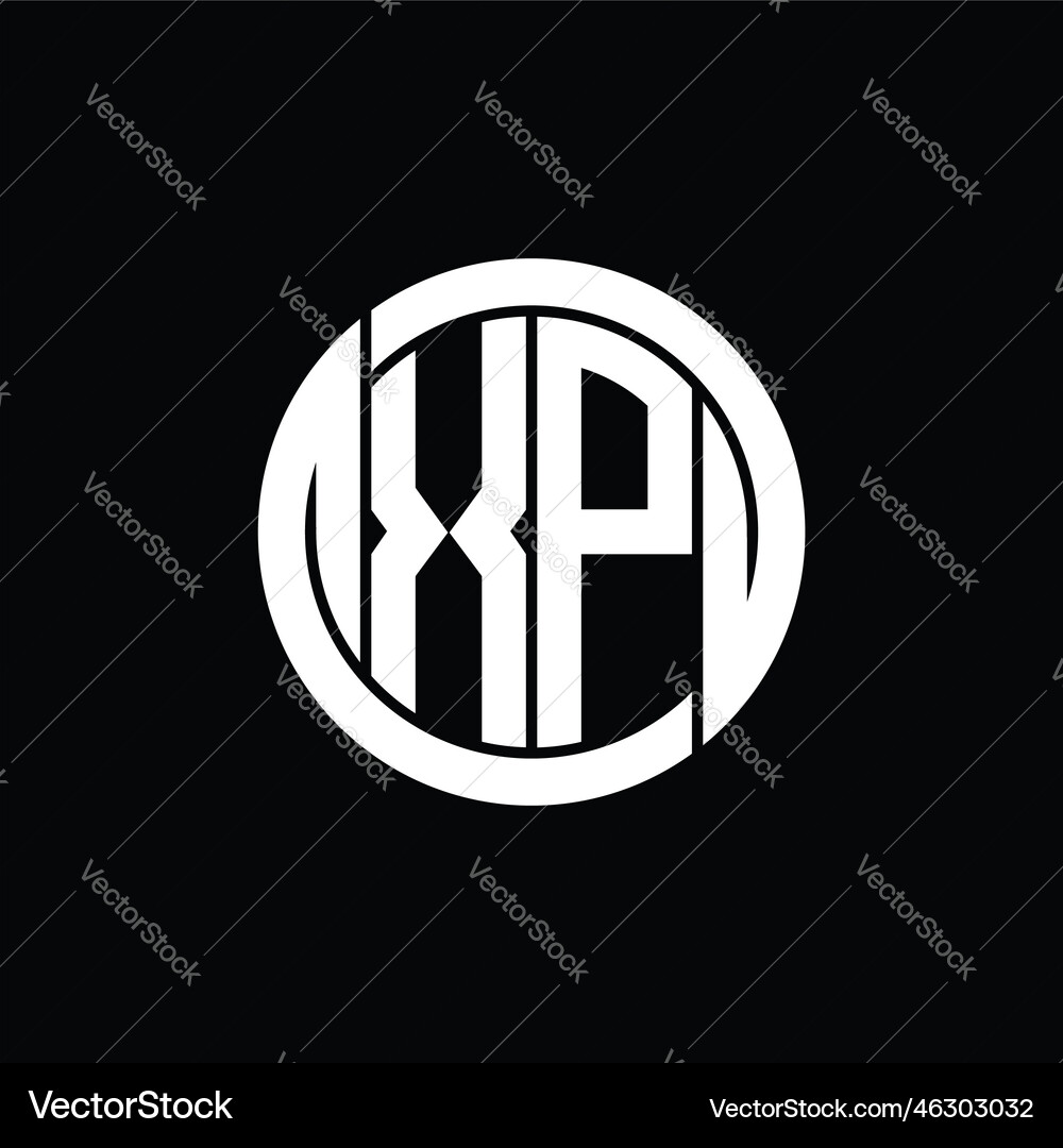 Xp logo monogram shield inside circle shape Vector Image