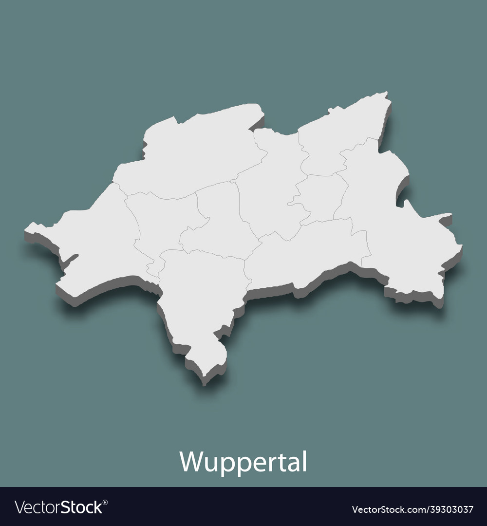 3d isometric map of wuppertal is a city germany Vector Image