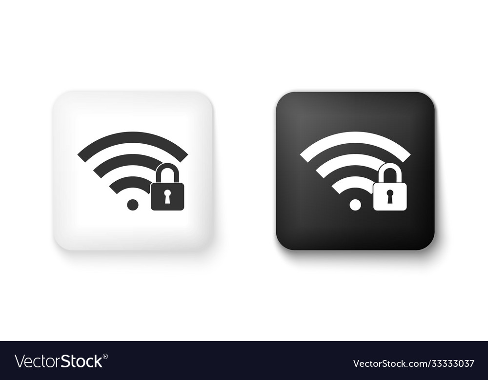 Black and white wifi locked icon isolated