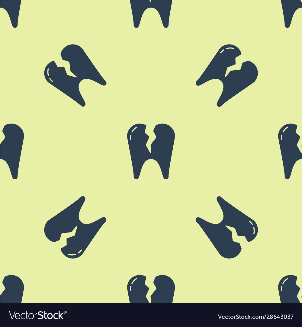 Blue broken tooth icon isolated seamless pattern