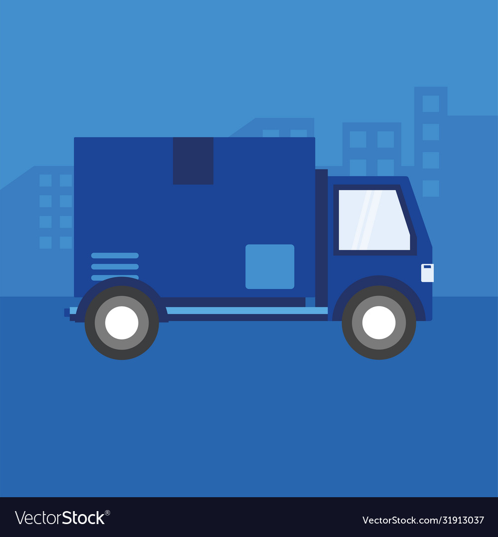 Delivery blue truck design Royalty Free Vector Image