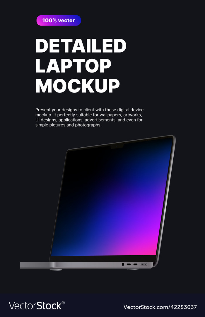 Detailed laptop mockup vertical banner design