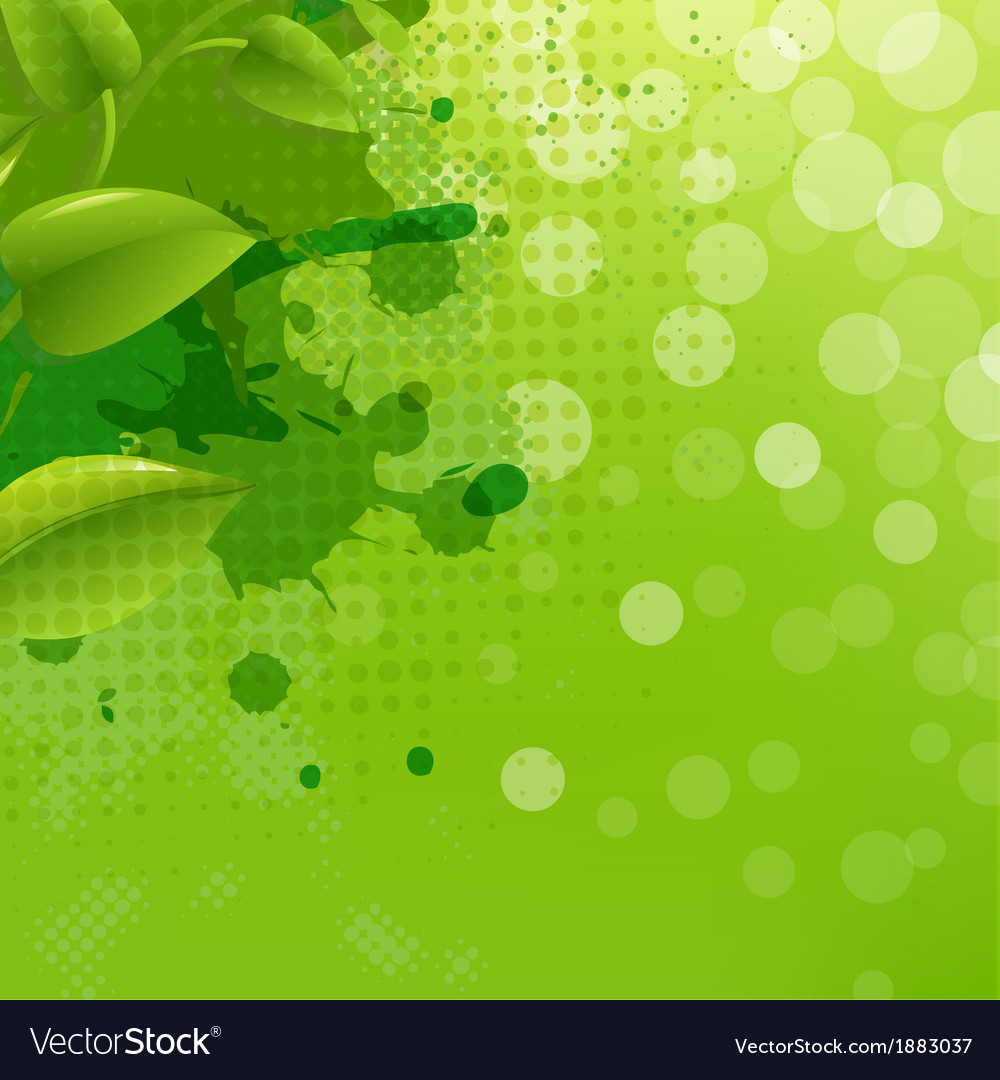 Green nature background with blur blob and leaf