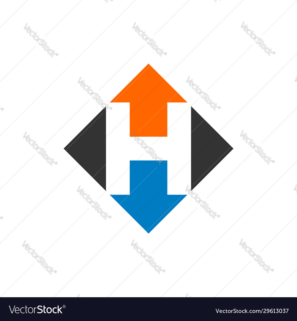 H letter arrow diamond shape logo template