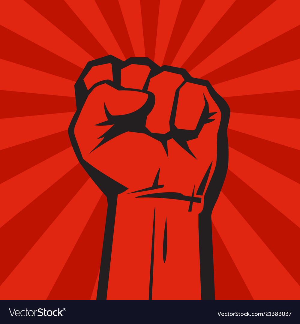 Raised hand with clenched fist on grunge Vector Image