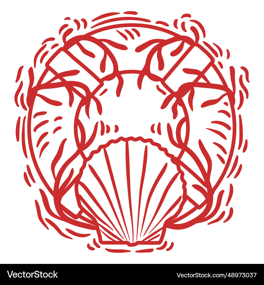 Seashell and float organic design cut out Vector Image