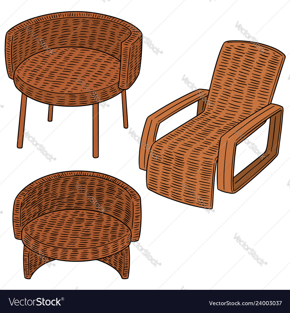 Set of wicker chair