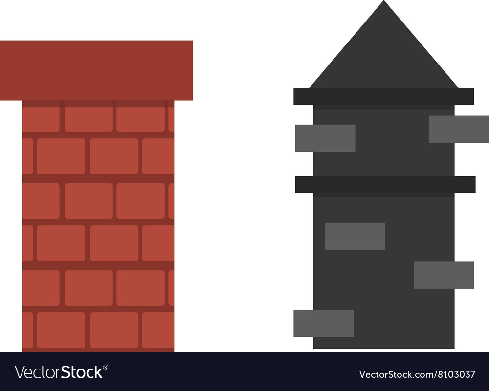 Two old red brown brick chimney roof architecture