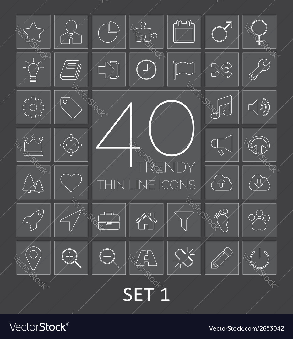 40 trendy thin line icons for web and mobile set 1