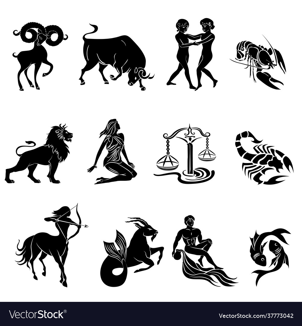 Black silhouette zodiac sign Royalty Free Vector Image