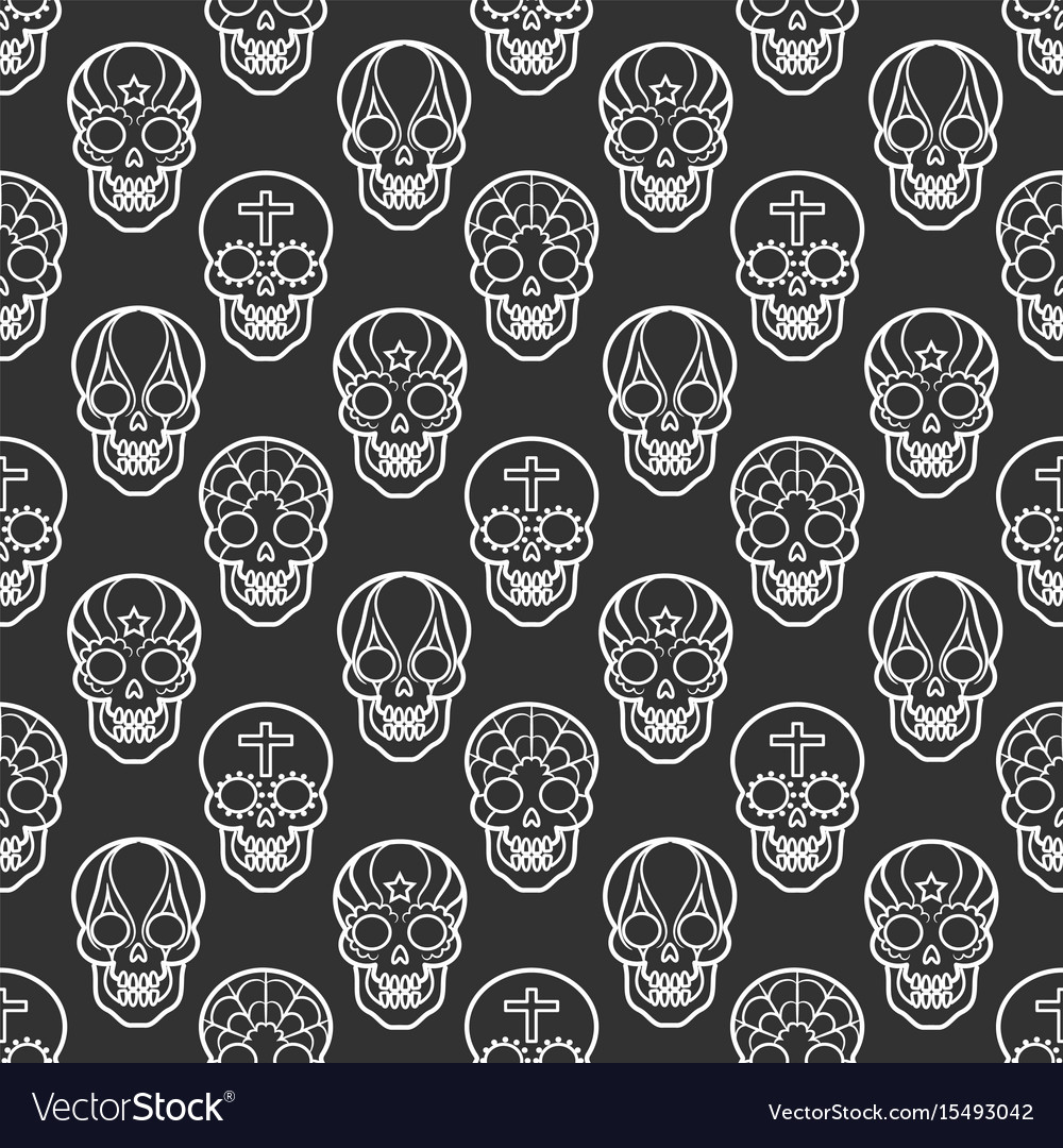 Decorative mexican skulls seamless pattern Vector Image