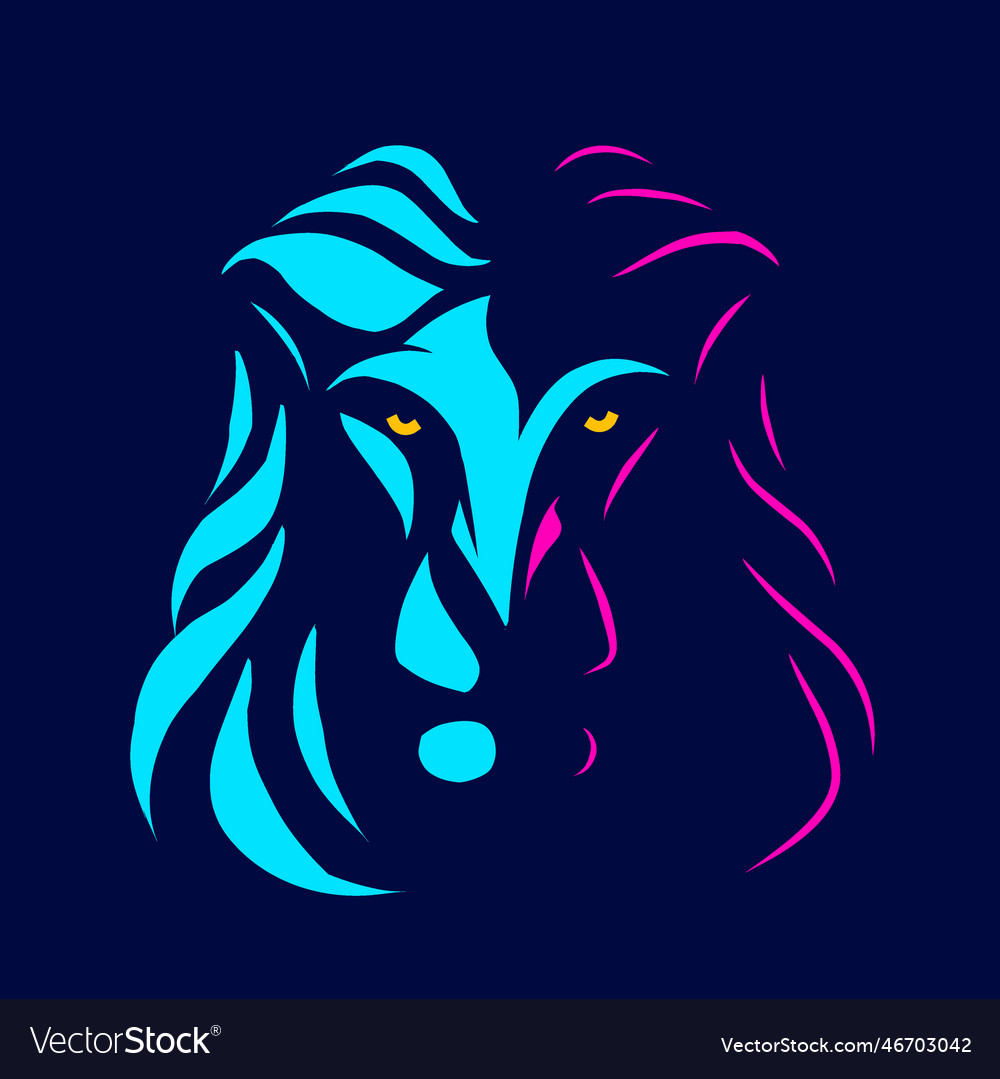 Lion head line pop art portrait logo colorful Vector Image