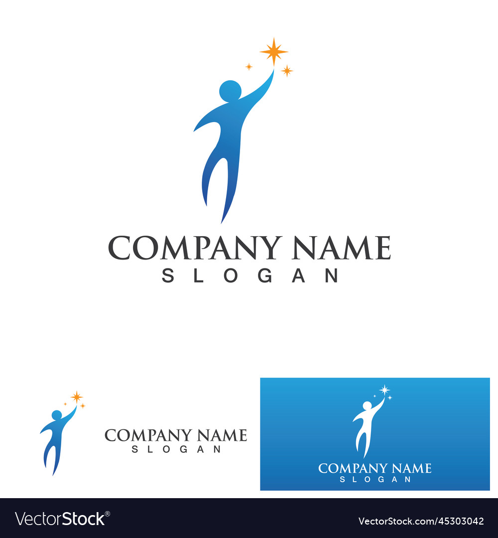 People jump star success human character logo Vector Image