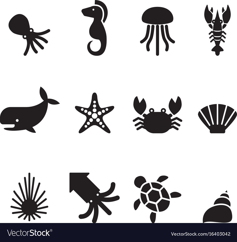 Sea Animal Icon Set Royalty Free Vector Image - Vectorstock