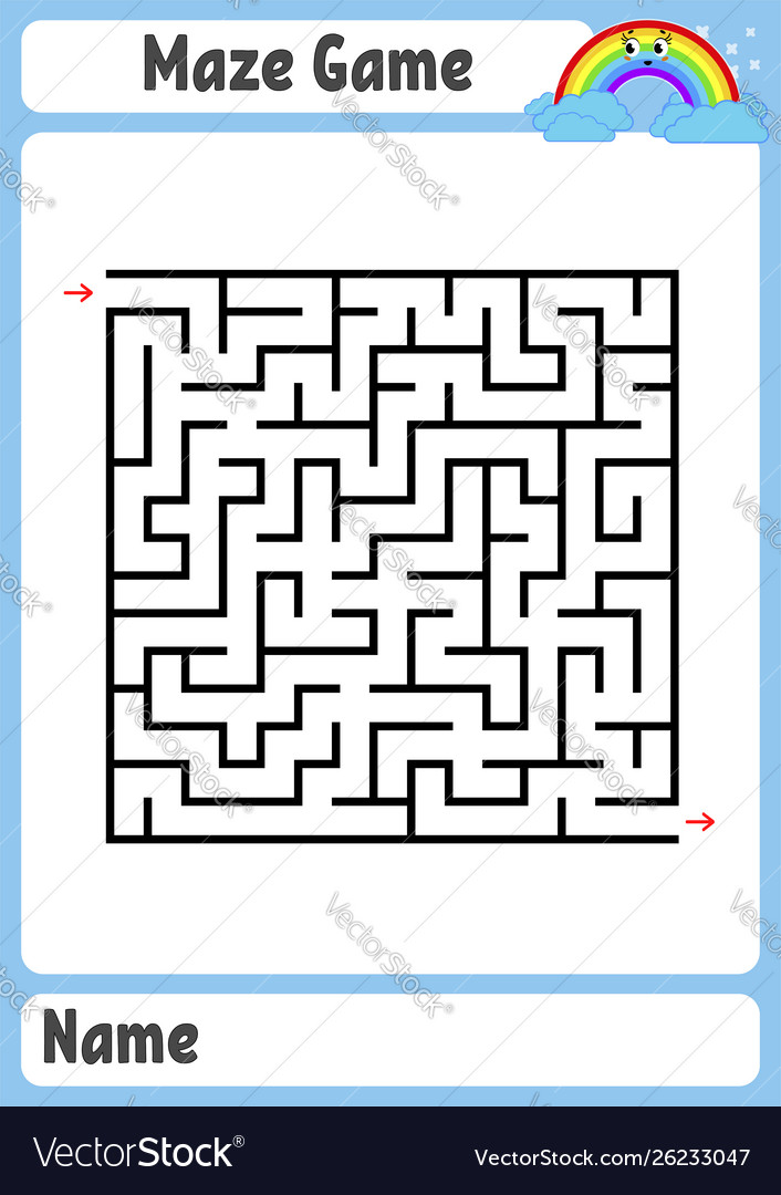 Abstract square maze kids worksheets game puzzle Vector Image