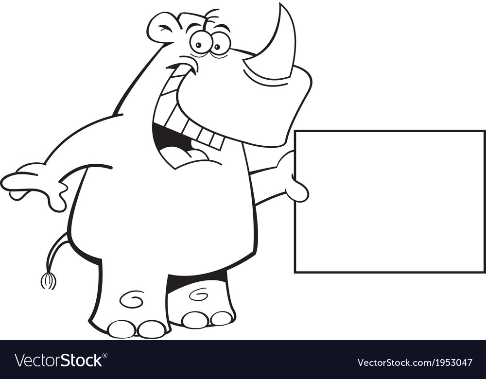 Cartoon rhino with a sign