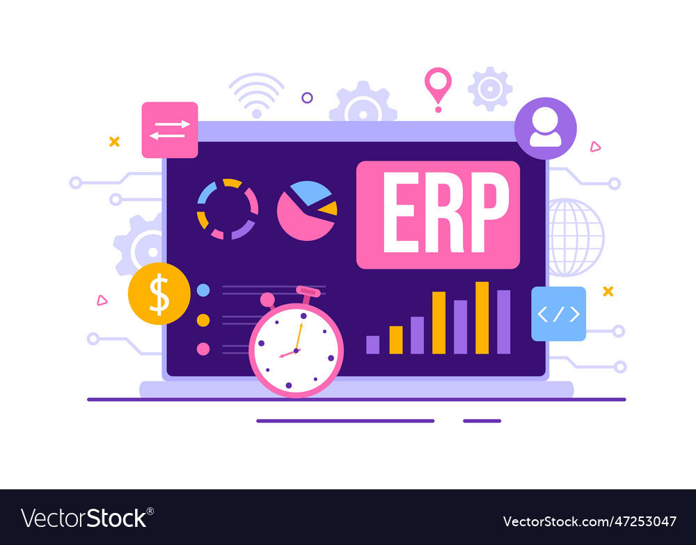 Erp enterprise resource planning system Royalty Free Vector