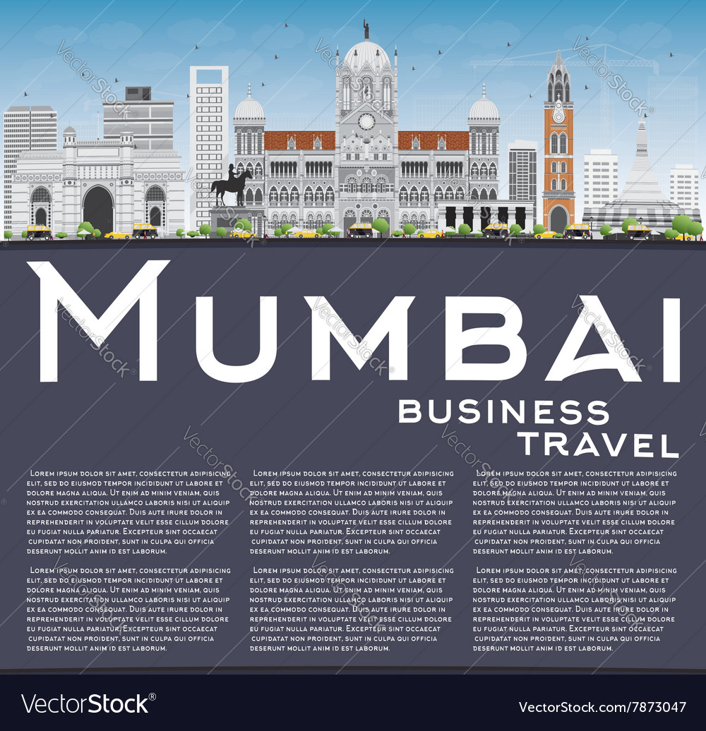 Mumbai Skyline With Gray Landmarks Royalty Free Vector Image