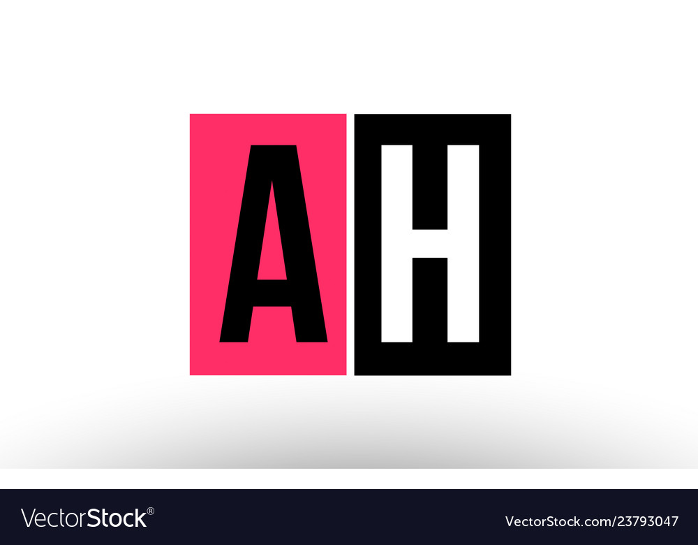 Pink black white alphabet letter ah a h logo Vector Image