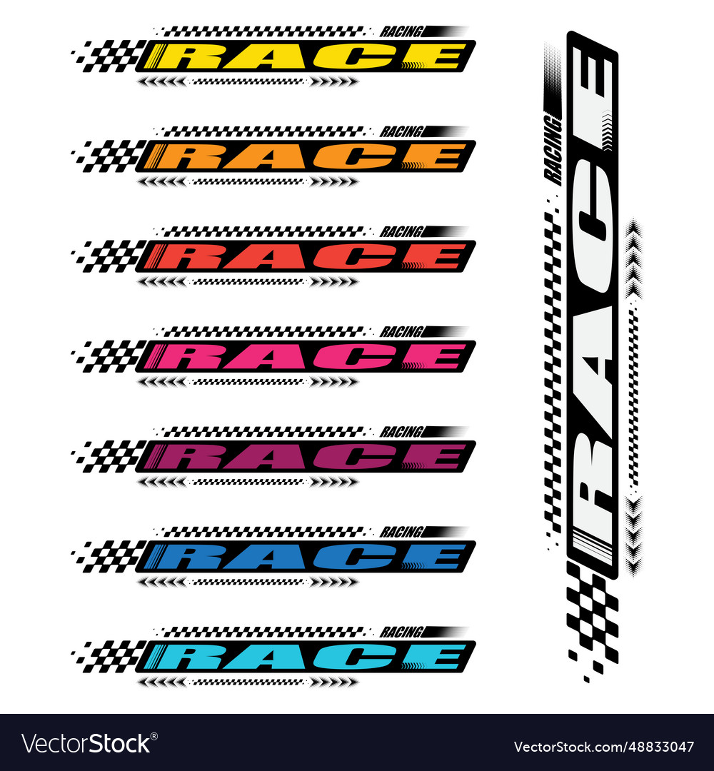 Race sport decal labels set Royalty Free Vector Image