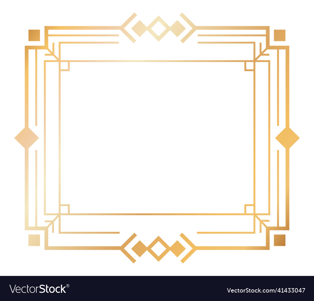 Retro geometric divider golden frame art deco Vector Image