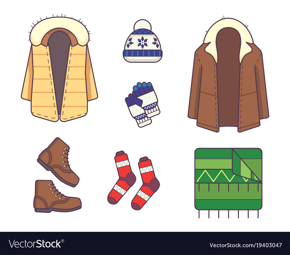 Set of stylish winter clothes and accessories