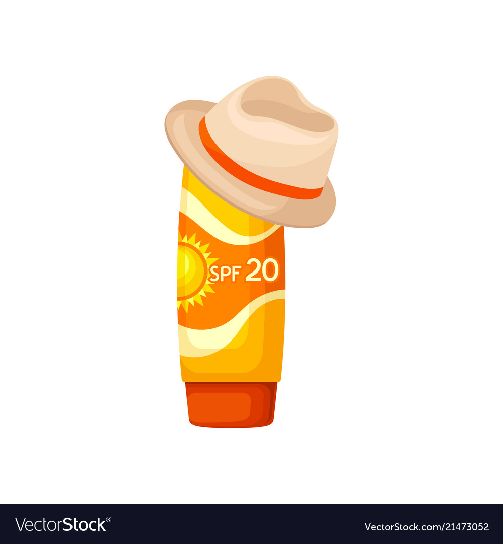 Bright Orange Plastic Tube Sunscreen And Brown Vector Image