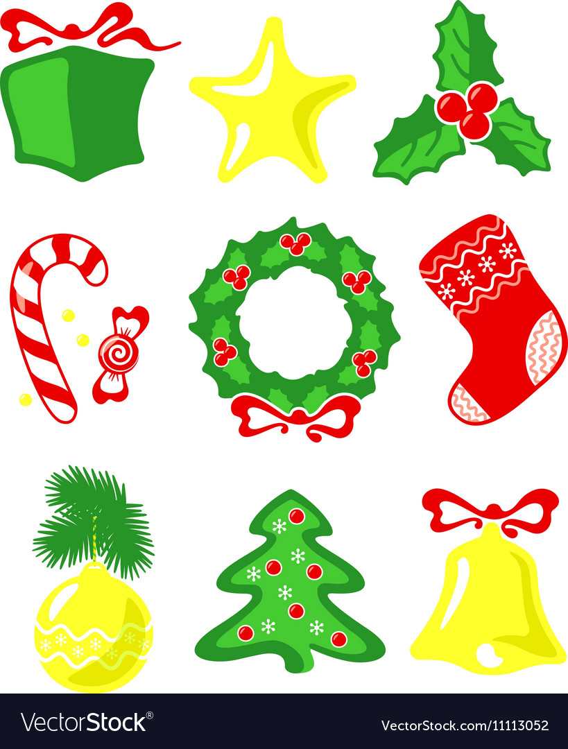 Christmas elements set Royalty Free Vector Image