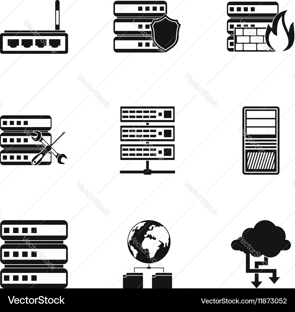 Computer icons set simple style Royalty Free Vector Image